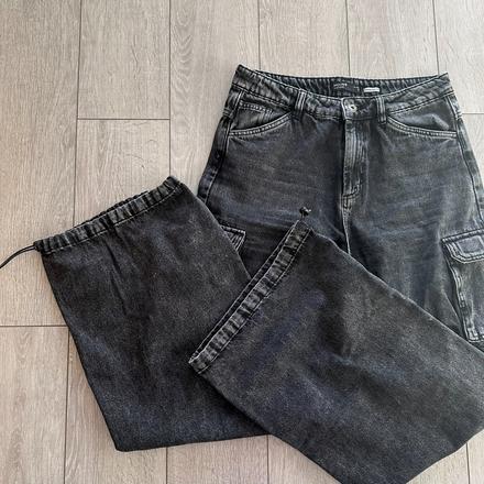 Široké čierne džínsy/rifle s vysokým pasom, house,38