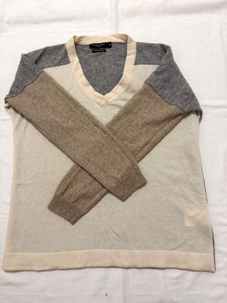 Béžovo-sivý kašmírový sveter, l