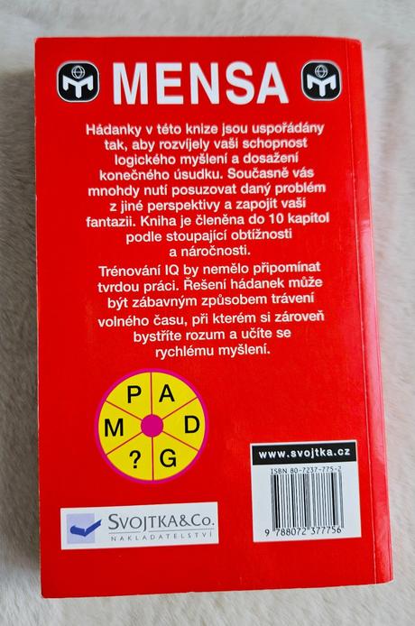 Kniha 'mensa, trénink iq 1', 286 úloh,