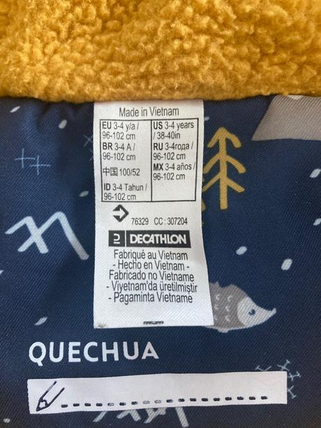 Zimna bunda nepremokava decathlon 96-102, quechua,98
