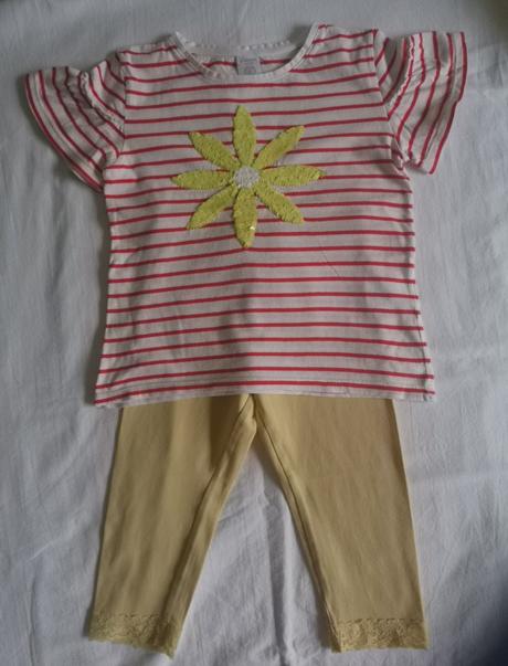 Set - tričko s margarétkou a 3/4-vé capri legíny, lindex,104