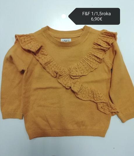 Horčicový sveter s volánikmi, f&f,86