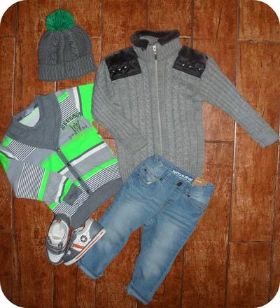 Sivý svetrík s kožušinkou, veľ. cca 110/116, 110