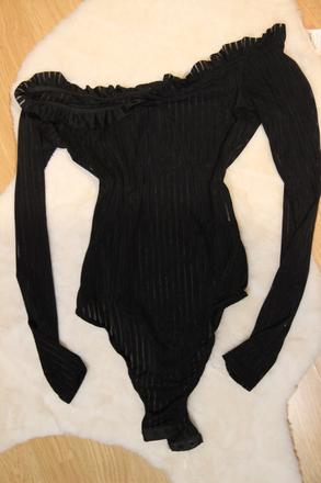 Čierny pásikavý body top, xs