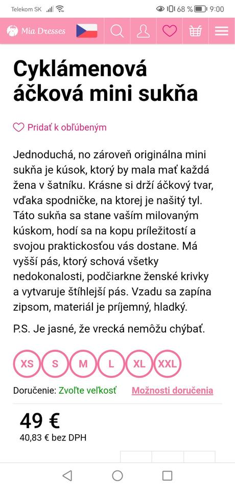 Cyklamenová sukňa, s