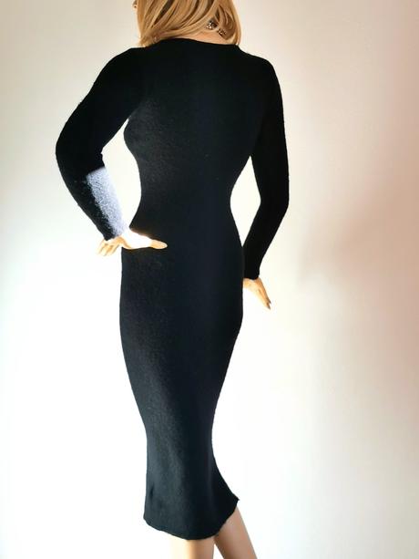 American vintage - pleteninové alpaka šaty, xs