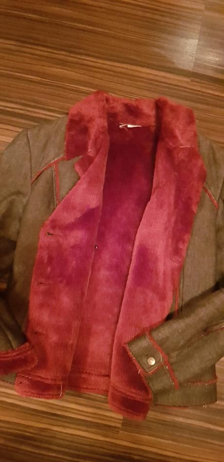 Riflová bunda s kožušinou, l