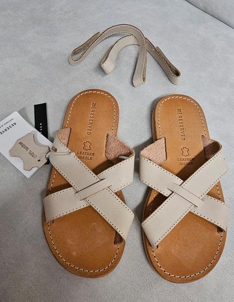 Béžové kožené sandále, reserved,29