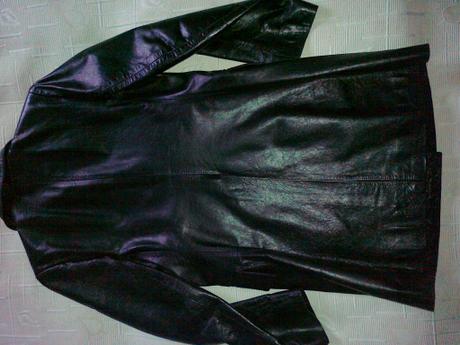 Čierny kožený kabát, m