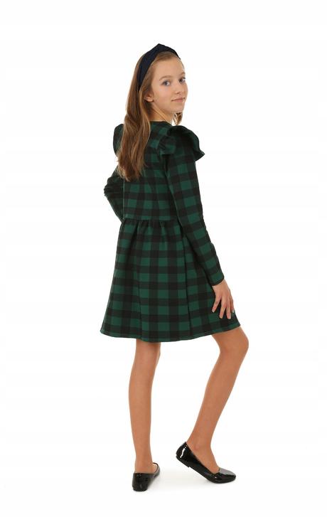 Dievčenské karované šaty lenka zelené, 116 - 158