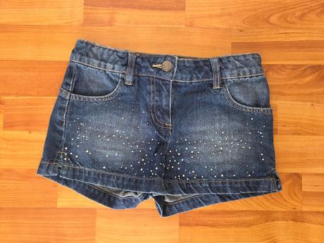 Rifĺové šortky s trblietkami, denim,134