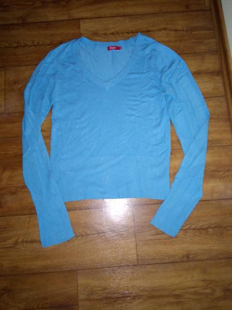 Tyrkysový tenší pulóver m top stav, m