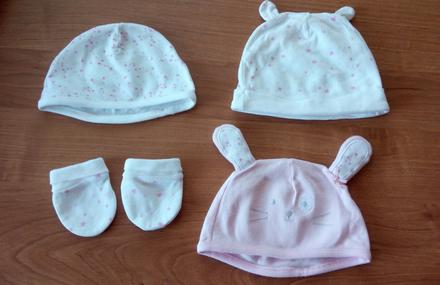 Novorodenecký set - rukavice, čiapočky, 56