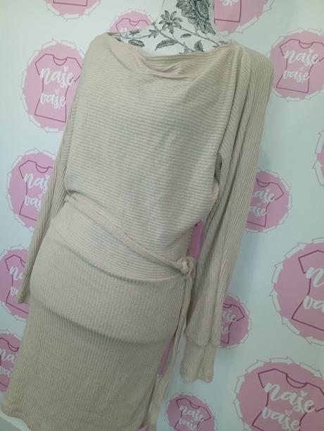 Svetríkove šaty s viazaním, m