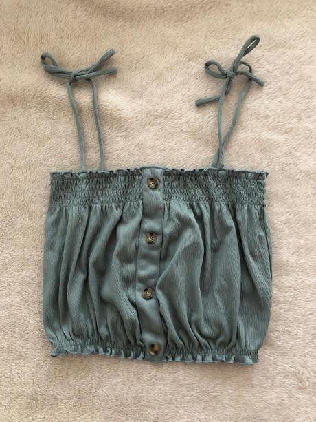 Biely a zelený crop top, h&m,s