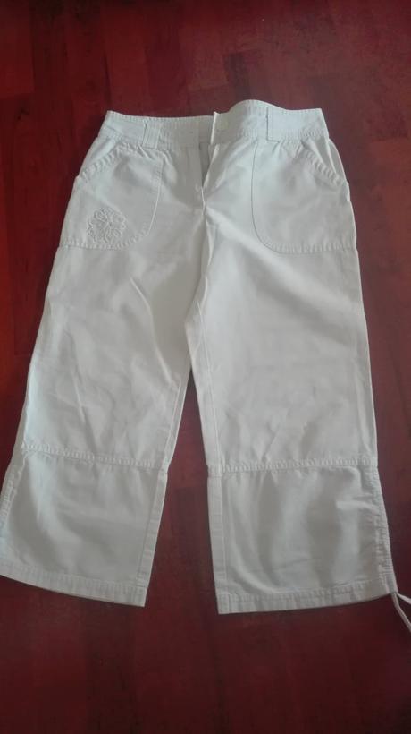 3/4 biele platenne nohavice, m