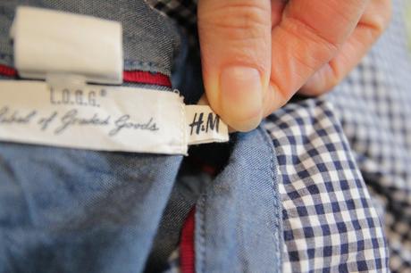 Modro biela bavlnená košeľa, h&m, s, h&m,s