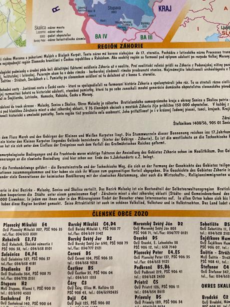 Mapa región záhorie,