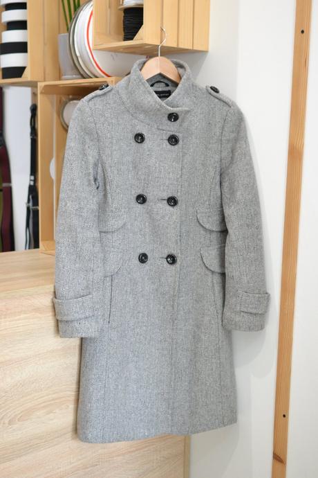Sivý kabát áčkového strihu 38, 38