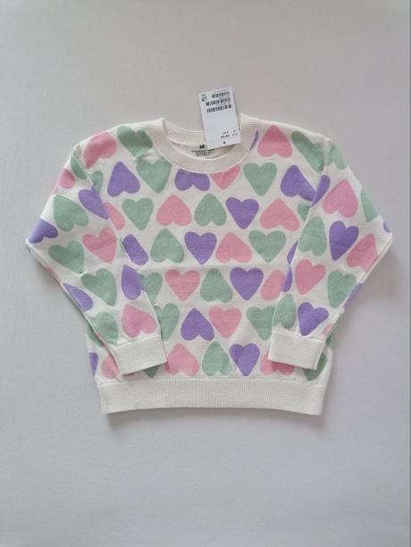 Novy pulover 98/104 so srdieckami, h&m,98