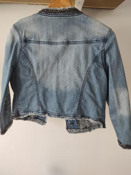 Crop riflová bunda s aplikaciou, new yorker,38