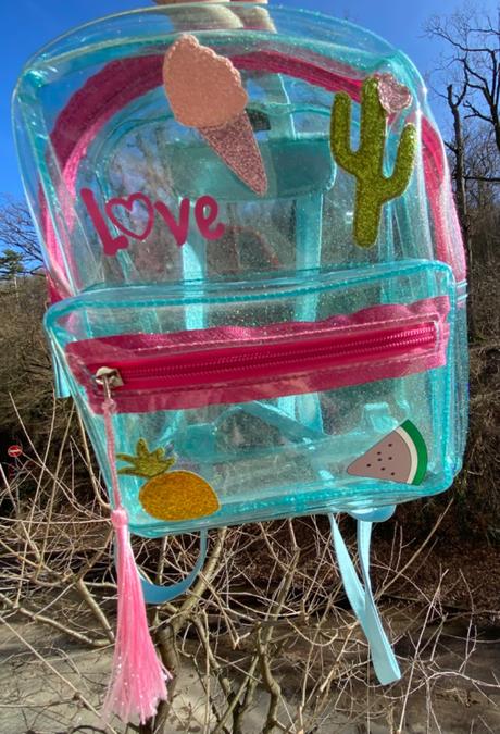 Detský priesvitný ruksak s trblietkami, 