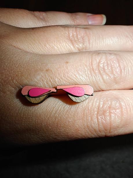 Drevený prívesok pink bird pendant + náušnice bewo, 