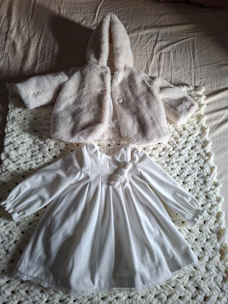 Mayoral šaty biele a kabátik, krst, mayoral,68