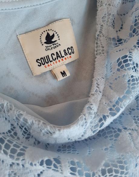 Soulcal&co top bledomodý s čipkou, m