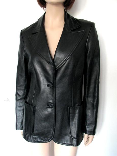 Čierne kožené sako, m