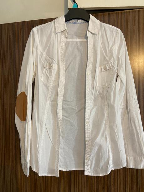 Biela košeľa s nášivkami na lakťoch (s), 36