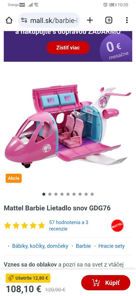 Barbie lietadlo,