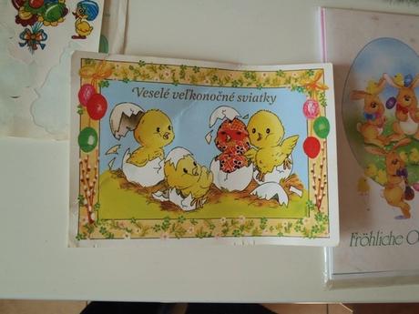 4 x pohladnica veľka noc+ samolepky,