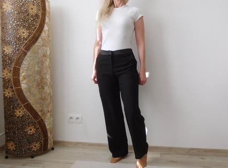 Elegantné nohavice so saténovým pásom, 36v,, 36