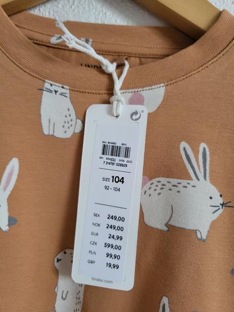 Lindex 104 tričká so zajkom a zvieratkami, lindex,104