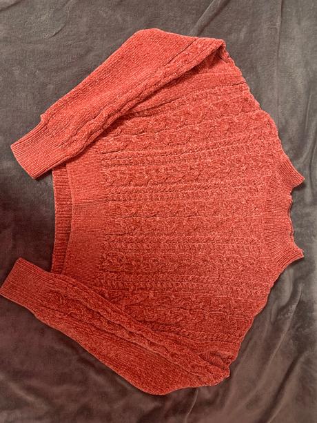 Ruzovy pletený crop top, terranova,xs