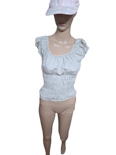 Dámska nariasená bavlnená blúzka, denim,34