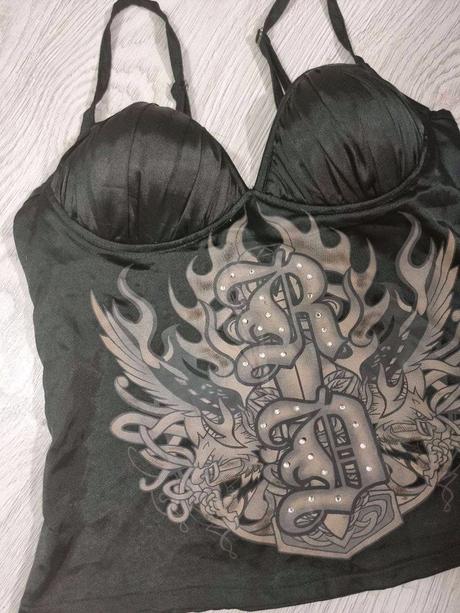 Saténový top s kamienkami s/m, m