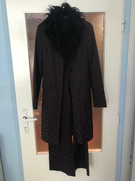 Komplet-sako predlžené s kožušinou a nohavice v. s, h&m,s