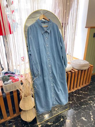 Riflové denim šaty balonovými rukávmi pre moletky, xxxl