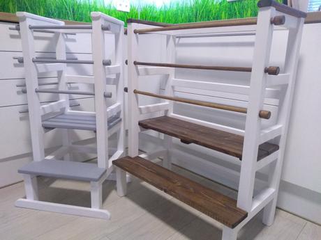 Učiaca veža montessor polohovateľná 2v1,