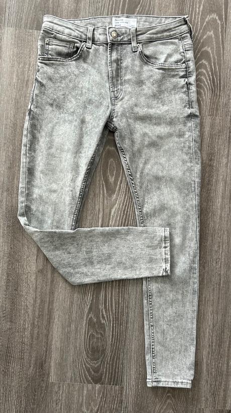 Šedé slim rifle bershka 164/170 eur 38, usa30, bershka,170
