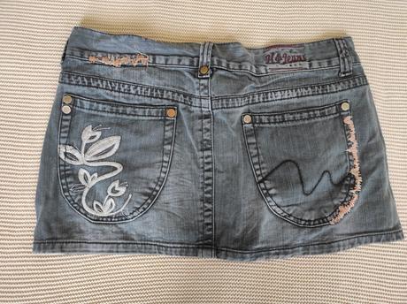 Riflová minisukňa tmavošedej farby, 32