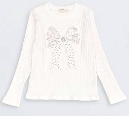 Detské vrúbkované tričko s potlačou mašle, 110 - 152