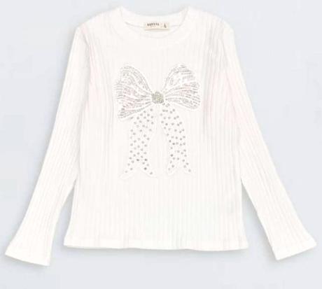 Detské vrúbkované tričko s potlačou mašle, 110 - 152