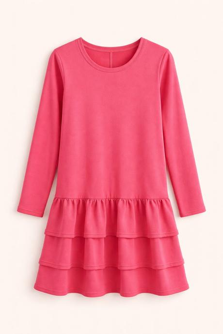 Dievčenské šaty s volánmi korálové, 146