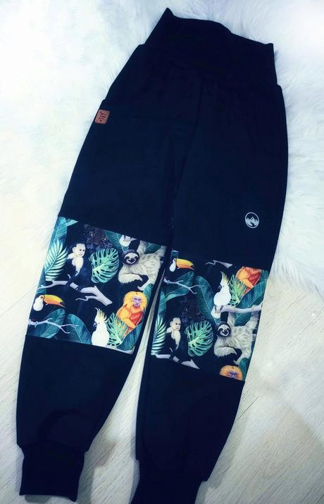 Rastúce softshellové nohavice - zvieratá v džungli, 86 - 146