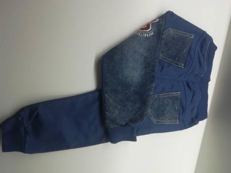 Štýlové riflovo - teplákové nohavice., 98