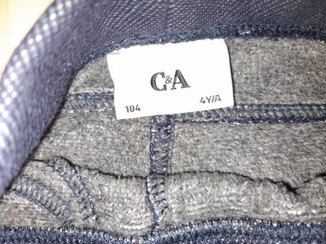 Zateplené tmavosivé džegíny, c&a,104