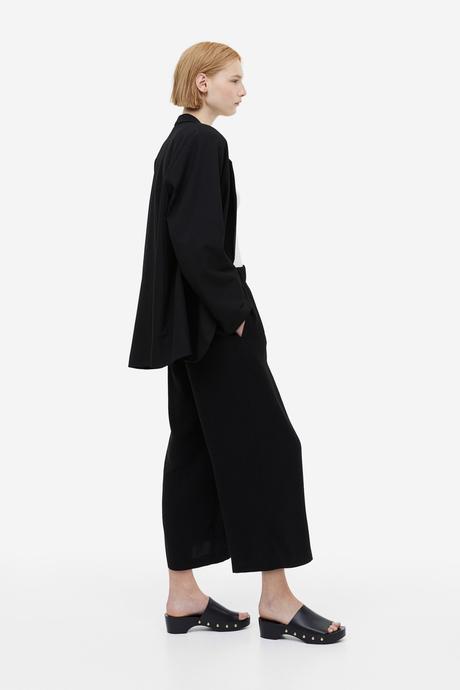 Čierne sukňové nohavice l, h&m,l